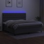 Letto a Molle Materasso e LED Grigio Scuro 200x200cm in Tessuto