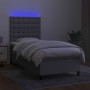 Letto a Molle Materasso e LED Grigio Chiaro 80x200 cm Tessuto