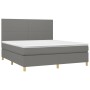Letto a Molle Materasso e LED Grigio Scuro 160x200cm in Tessuto