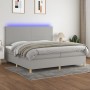 Letto a Molle Materasso e LED Grigio Chiaro 200x200 cm Tessuto