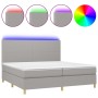 Letto a Molle Materasso e LED Grigio Chiaro 200x200 cm Tessuto