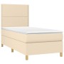 Letto a Molle con Materasso e LED Crema 90x190 cm in Tessuto