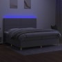 Letto a Molle Materasso e LED Grigio Chiaro 200x200 cm Tessuto