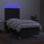 Letto a Molle con Materasso e LED Nero 90x190 cm in Tessuto