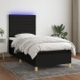 Letto a Molle con Materasso e LED Nero 90x200 cm in Tessuto