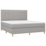 Letto a Molle Materasso e LED Grigio Chiaro 180x200 cm Tessuto