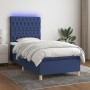 Letto a Molle con Materasso e LED Blu 100x200cm in Tessuto