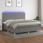 Letto a Molle Materasso e LED Grigio Scuro 200x200cm in Tessuto