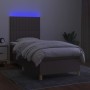 Letto a Molle con Materasso e LED Tortora 100x200cm in Tessuto