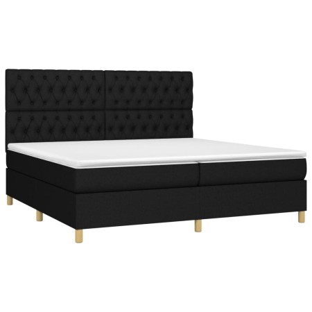 Letto a Molle Materasso e LED Nero 200x200cm in Tessuto