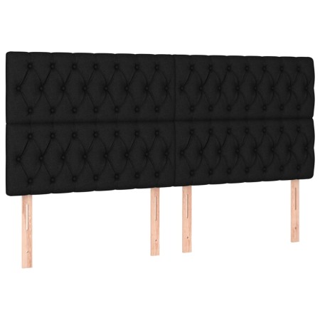 Letto a Molle Materasso e LED Nero 200x200cm in Tessuto