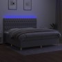 Letto a Molle Materasso e LED Grigio Chiaro 200x200 cm Tessuto