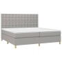 Letto a Molle Materasso e LED Grigio Chiaro 200x200 cm Tessuto