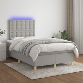 Letto a Molle Materasso e LED Grigio Chiaro 120x200 cm Tessuto