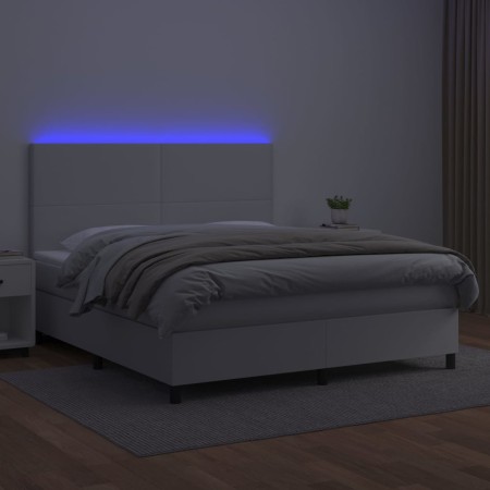 Giroletto Molle con Materasso e LED Bianco 160x200cm Similpelle