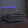 Giroletto Molle con Materasso e LED Bianco 160x200cm Similpelle