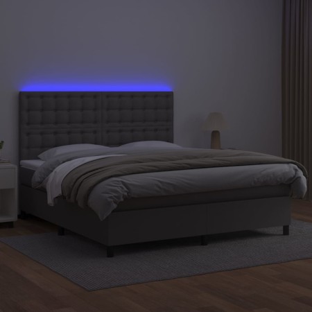 Giroletto Molle con Materasso e LED Grigio 180x200cm Similpelle