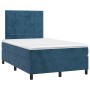 Letto a Molle con Materasso e LED Blu Scuro 120x200cm
