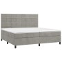 Letto a Molle Materasso e LED Grigio Chiaro 200x200 cm Velluto