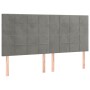 Letto a Molle Materasso e LED Grigio Chiaro 200x200 cm Velluto