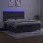 Letto a Molle con Materasso e LED Grigio Scuro 180x200 cm