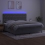 Letto a Molle Materasso e LED Grigio Chiaro 200x200 cm Velluto