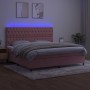 Letto a Molle con Materasso e LED Rosa 200x200 cm in Velluto