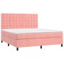 Letto a Molle con Materasso e LED Rosa 180x200 cm in Velluto