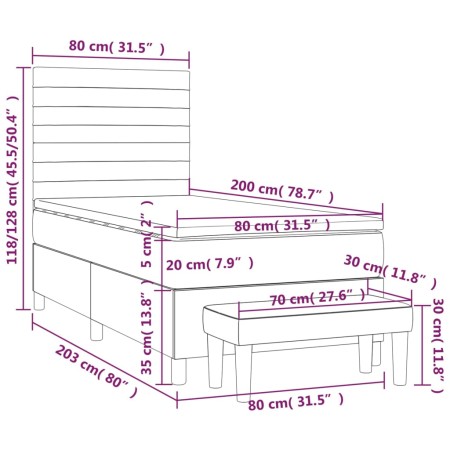 Giroletto a Molle con Materasso Grigio Scuro 80x200 cm Tessuto