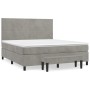 Giroletto a Molle con Materasso Grigio Chiaro 160x200cm Velluto