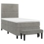 Giroletto a Molle con Materasso Grigio Chiaro 100x200cm Velluto