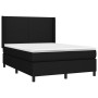 Letto a Molle con Materasso e LED Nero 140x200 cm in Tessuto