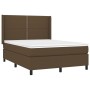 Letto a Molle Materasso e LED Marrone Scuro 140x200 cm Tessuto