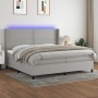 Letto a Molle Materasso e LED Grigio Chiaro 200x200 cm Tessuto