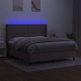 Letto a Molle con Materasso e LED Tortora 160x200 cm in Tessuto