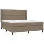 Letto a Molle con Materasso e LED Tortora 160x200 cm in Tessuto