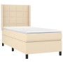 Letto a Molle con Materasso e LED Crema 90x190 cm in Tessuto