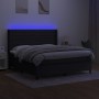 Letto a Molle con Materasso e LED Nero 180x200cm in Tessuto