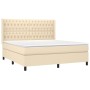 Letto a Molle con Materasso e LED Crema 180x200 cm in Tessuto