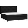 Letto a Molle con Materasso e LED Nero 160x200 cm in Tessuto