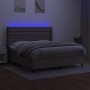 Letto a Molle con Materasso e LED Tortora 160x200 cm in Tessuto