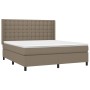 Letto a Molle con Materasso e LED Tortora 160x200 cm in Tessuto