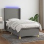 Letto a Molle Materasso e LED Grigio Scuro 100x200cm in Tessuto