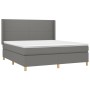 Letto a Molle Materasso e LED Grigio Scuro 160x200cm in Tessuto