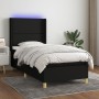 Letto a Molle con Materasso e LED Nero 80x200 cm in Tessuto