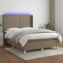 Letto a Molle con Materasso e LED Tortora 140x190 cm in Tessuto