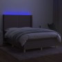 Letto a Molle con Materasso e LED Tortora 140x190 cm in Tessuto