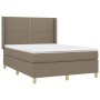 Letto a Molle con Materasso e LED Tortora 140x190 cm in Tessuto