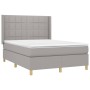 Letto a Molle Materasso e LED Grigio Chiaro 140x190 cm Tessuto