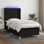 Letto a Molle con Materasso e LED Nero 90x200 cm in Tessuto